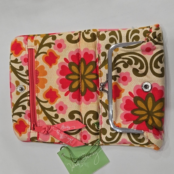 Vera Bradley One For the Money Folkloric Wallet Floral Change Pouch Key Ring Zip - Picture 3 of 12